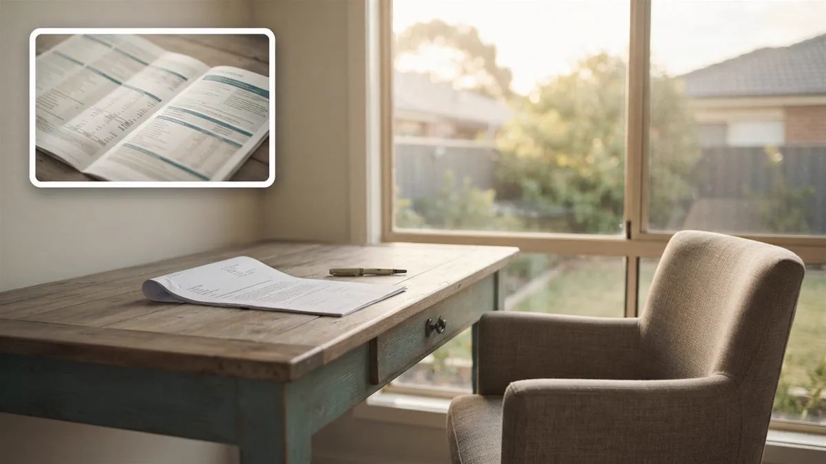 A quote document and a pen on a desk beside a window